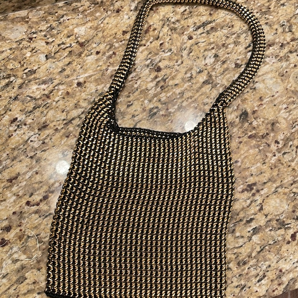 Black and gold Zara shoulder bag